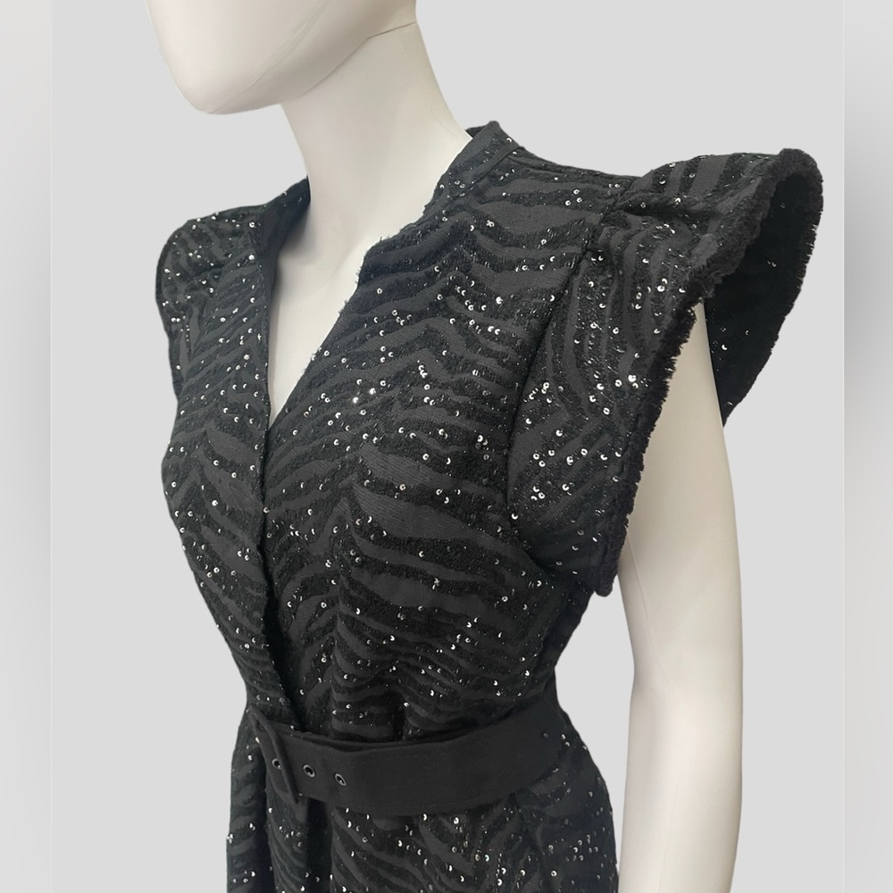 Sequins, flutter sleeve dress